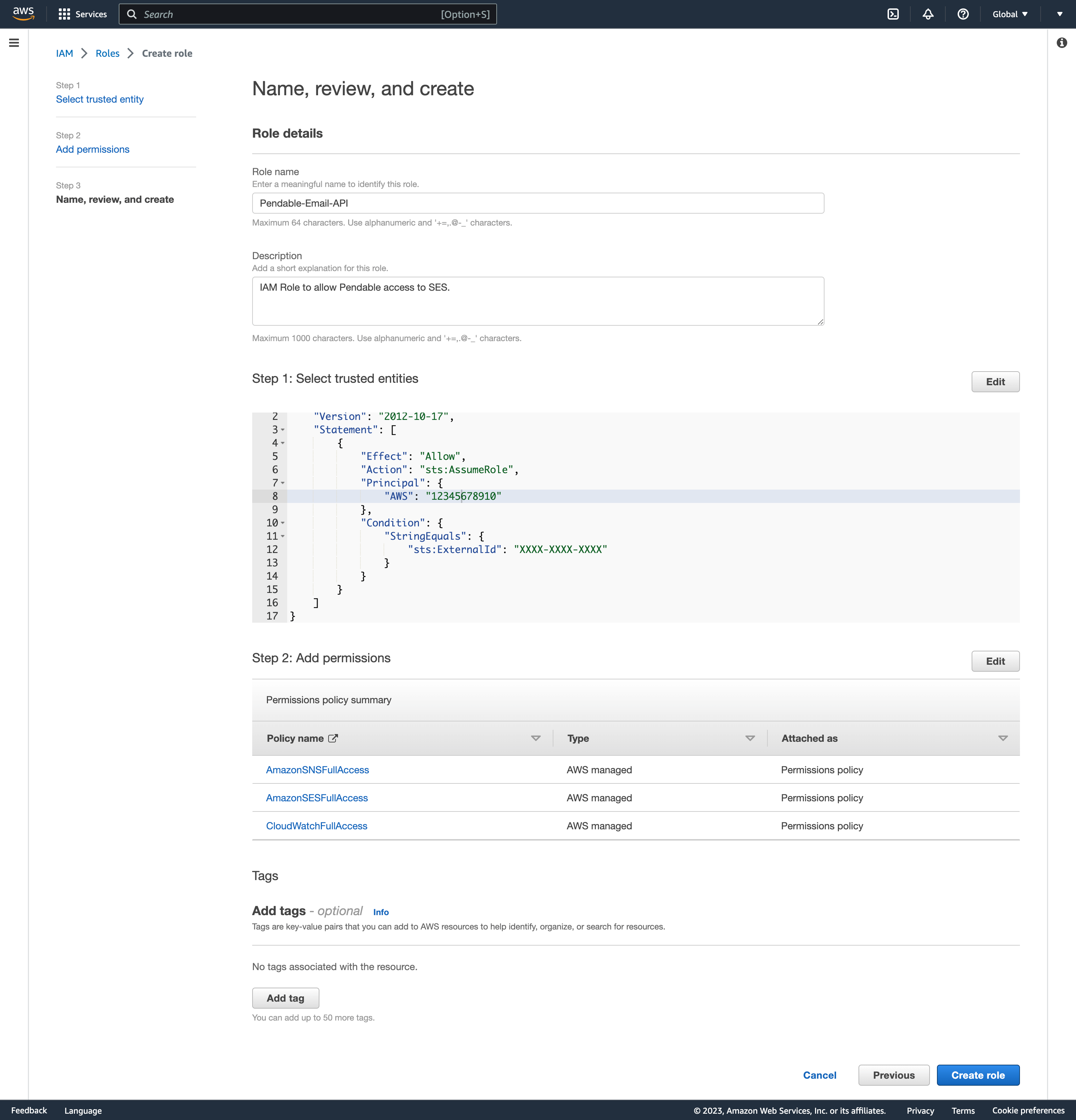 Pendable AWS IAM User Creation Step 3.